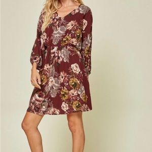 Burgundy Floral Dress